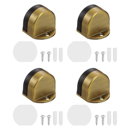 uxcell 4 Pack Low Dome Floor Door Stop 1.5" H x 1.65" W, Stainless Steel - color: Brass Tone