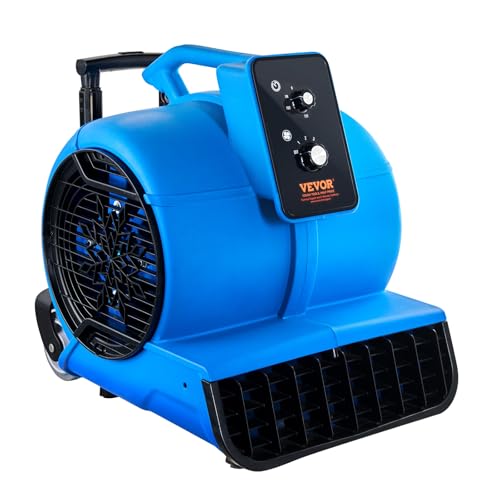 VEVOR Air Mover, 1 HP 4000 CFM Carpet Dryer for Cooling and Ventilating, Portable Floor Blower Fan with 3 Blowing Angles and Time Function, for Janitorial, Home, Commercial Use - size: 4000 CFM (1 HP)