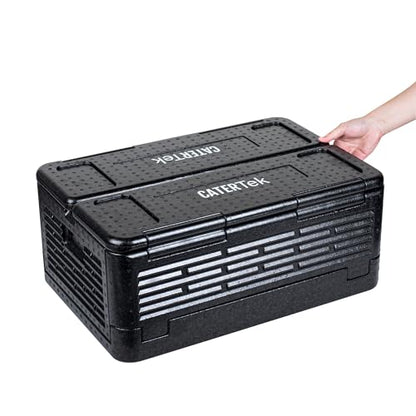 Restaurantware-Cater Tek 42 Quart Catering Hot Box, 1 Top Load Insulated Food Pan Carrier - Holds 1 Full Size 8” Deep Pan, Collapsible, Black EPP Plastic Food Box With Handles, Portable, For Buffet - size: 42 Quart