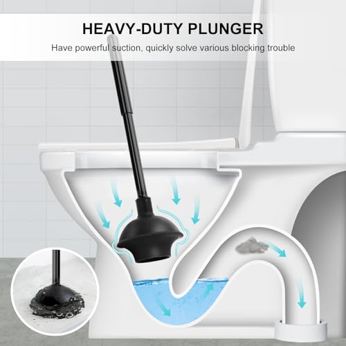 SetSail 2 Packs Toilet Brush and Plunger Set, Semi-Hidden Toilet Plungers - color: Black, size: 2 packs