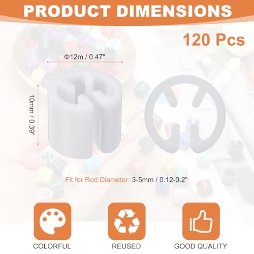 uxcell 120pcs Clothes Hanger Size Markers Fit 3-5mm Rod White - color: White