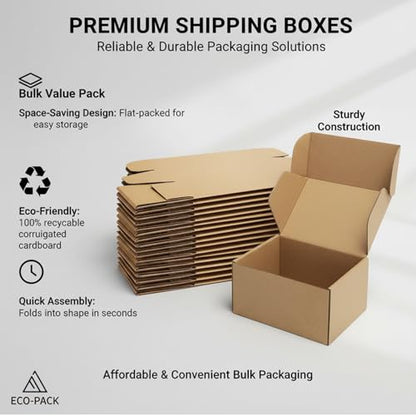 50 Pack Small Shipping Boxes 6x4x3'' Corrugated Small Cardboard Boxes for Shipping, Recyclable Packaging Boxes for Business, Mailer, Gift Packing, Crafts Packing, Jewelry Box, Brown