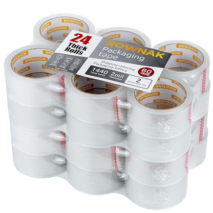 Clear Packing Tape 24 Rolls - Heavy Duty Packaging Tape 2.0mil Thick, 2.0 in. Wide x 60 Yards - Strong Adhesive, Silent, Reliable Package Tape for Home Office Shipping Moving Sealing - size: 24rolls/ 2.0mil/ 60yard