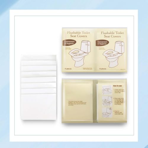 Individually Packed Disposable Toilet Seat Covers,10 Count Flushable Hygienic Protection Sheets,Universal Portable Sanitary Supplies for Public Places Travel and Daily Use