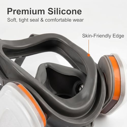 Full Face Respirator Mask with Filters, Gas Masks for Adult, Applicable to Dust, Paint, Chemicals, Gas, Epoxy Resin, DIY etc