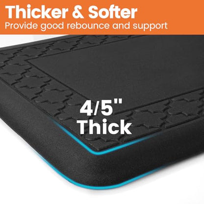 4/5 Inch Thicker Kitchen Mats Anti Fatigue Comfort Mat Standing Desk Rugs - color: Black, size: 28"L x 17"W x 0.8"Th
