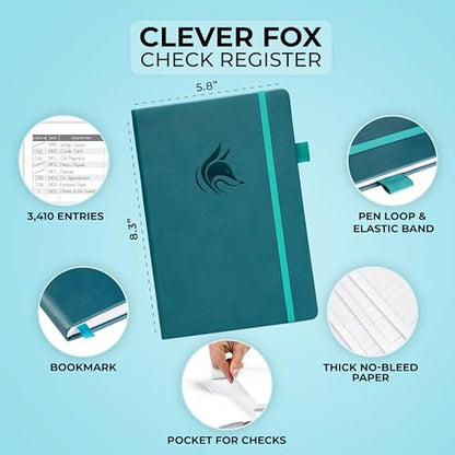 Clever Fox Check Register Book, Checkbook Ledger, 5.8x8.3 Dark Teal - color: Dark Teal, size: A5 (5.8'' x 8.3'')