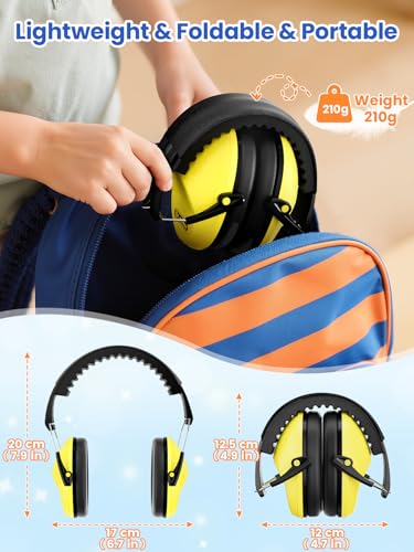 Dr.meter Noise Cancelling Headphones for Kids, Toddler Ear Protection Muffs - color: Yellow