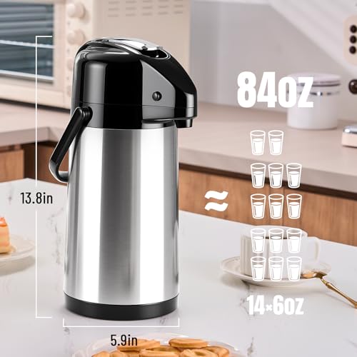 PARACITY Coffee Carafe with Pump, 84.5 oz Stainless Steel Airpot Dispenser - color: Stainless Steel