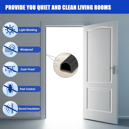 Weather Stripping Door Seal, 20Ft, Black (3/8" W × 1/4" T) - color: Black, size: S (3/8" W × 1/4" T)