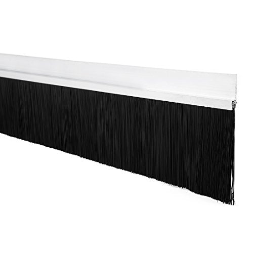 uxcell Door Bottom Sweep H-Shape Aluminum Alloy Base with 3.6-inch Black Nylon Brush 39-inch x 4.65-inch - color: Silver, size: 39.37" x 3.6"
