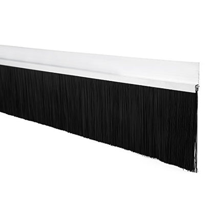 uxcell Door Bottom Sweep H-Shape Aluminum Alloy Base with 3.6-inch Black Nylon Brush 39-inch x 4.65-inch - color: Silver, size: 39.37" x 3.6"