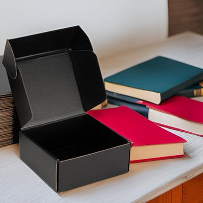 8x8x3 Black Shipping Boxes for Small Business, Packing, 25 Pack - color: Black, size: 8x8x3 Inch