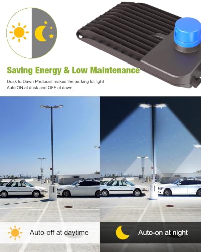 YXL LED Parking Lot Light, 200W LED Shoebox Light with Dusk to Dawn Photocell,28000LM 5000K Daylight Arm Mount, IP65 Waterproof, LED Area Light for Parking Lot Sports Stadium, 12 Pack - size: 200W Arm 12Pack