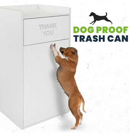 Alpine Restaurant Trash Can Cabinet with Tray Holder - Commercial 40 Gallon Garbage Receptacle Indoor for Restaurants, Cafeterias (White) - color: White