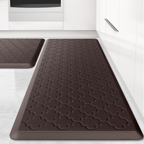 Kitchen Mat 2 PCS Cushioned Anti-Fatigue Floor Mat Standing Mat for Kitchen - color: Chocolate, size: 20"x30"+20"x47"