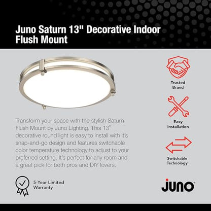 Juno Saturn Flush Mount Ceiling Light with Switchable Color Temperature (2700K-5000K), 13-Inch, Brushed Nickel - color: Brushed Nickel, size: 13-Inch