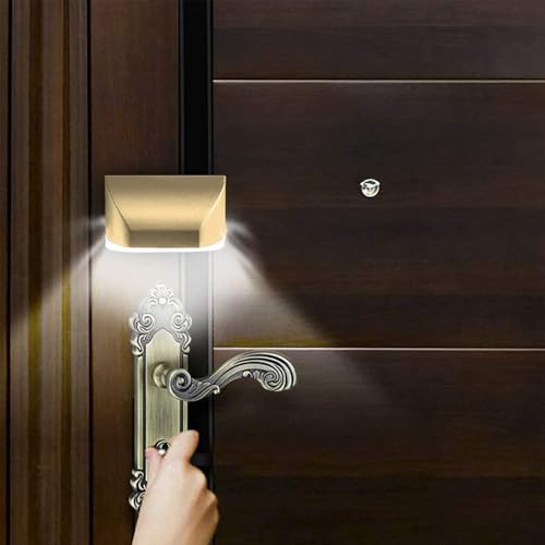 Key Light Door Lights, Small Motion Sensor Light with 4 LED Bulbs, Battery Powered Night Lights for Hallway, Stairway, Kitchen, Closet, Bedroom (2 Pack Gold) - color: Gold-2 Pack
