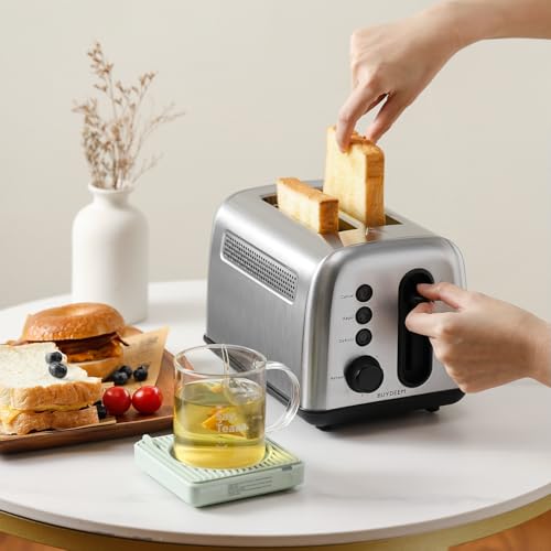 BUYDEEM DT420 2-Slice Toaster, 6 Shade Settings, 1.5" Wide Slots, Silver - size: 2-Slice