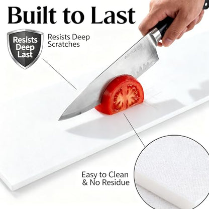 Commercial Cutting Board, Plastic Poly Kitchen Board Dishwasher Safe, Heavy Duty Food Prep Surface for Restaurant Use (72"L x 8.88"W x 0.57"Th) - color: White, size: 72"L x 8.9"W