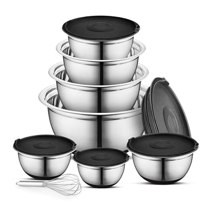 Avador Premium Stainless Steel Mixing Bowls, Set of 7 EXTRA Large Stainless Steel Mixing Bowl Set, Easy To Clean, Space Saving, Great for Cooking, Baking, Prepping (0.25, 1, 1.5, 3, 4, 5 and 8 Quart)