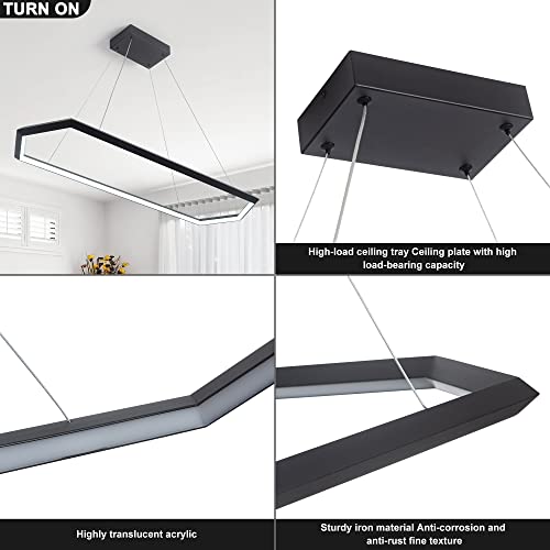 Black Dimmable LED Pendant Light Fixture, Adjustable Hanging Lamp