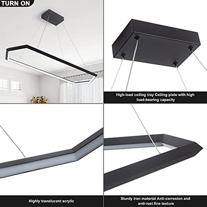 Black Dimmable LED Pendant Light Fixture, Adjustable Hanging Lamp
