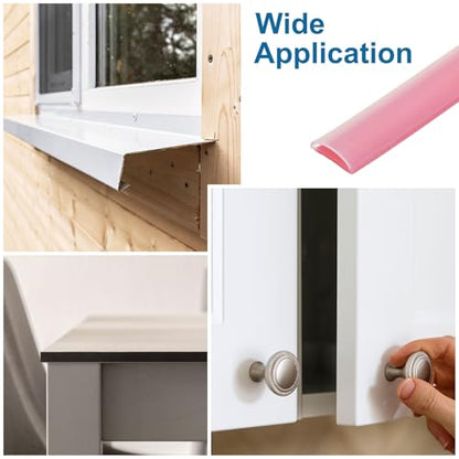PATIKIL Silicone Weather Stripping Door Seal, 19.7 ft D Shape Weather Stripping Self Adhesive Door Seal Strip for Door Frame, Window Sealing, Large Gap, 19/32" Wx5/128 Tx1/5 H, Clear/Red - size: 19.7 ft Long, 19/32"Wx5/128"Tx1/5"H