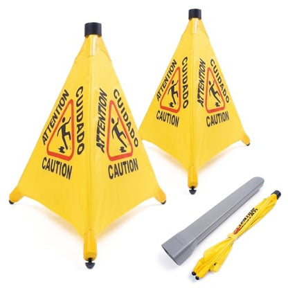 2 Pack Caution Wet Floor Signs, 20" Pop Up Slippery When Wet Sign - color: Yellow