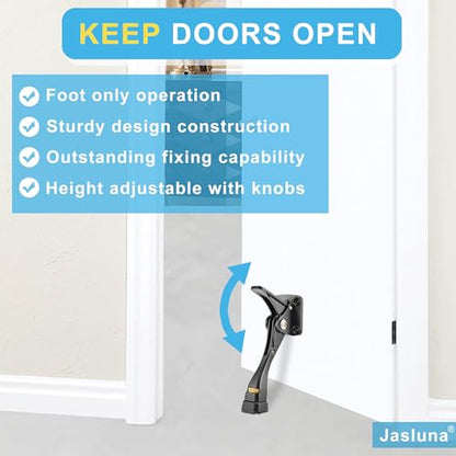 Kickdown Door Stopper for Bottom of Door, One-Touch, Black, 4 Pack - color: Black