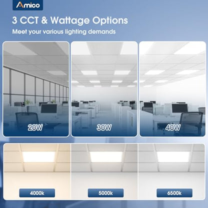 Amico 36 Pack 2x2 LED Flat Panel Light with 3CCT Selectable, 40W, UL/FCC - size: 2x2