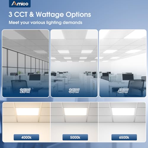 Amico 36 Pack 2x2 LED Flat Panel Light with 3CCT Selectable, 40W, UL/FCC - size: 2x2