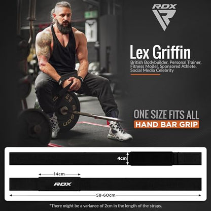 RDX Lifting Straps for Weightlifting –100% Cotton Heavy Duty Gym Wrist Strap with 5MM Neoprene Padding, 60CM Anti-Slip Hand Grip Wraps for Deadlifts Powerlifting Workouts Strength Training, Men Women - color: Black