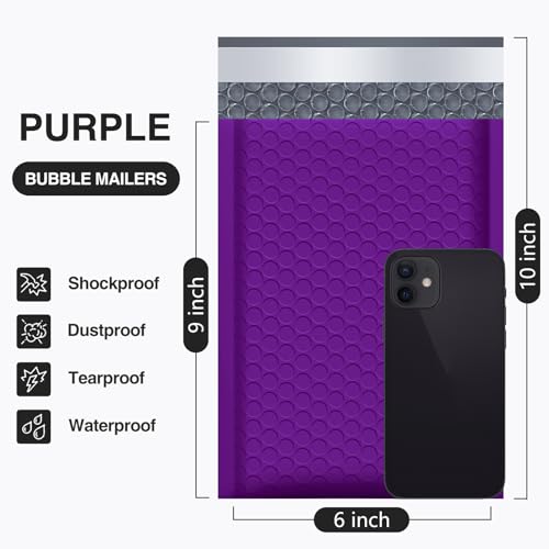 UCGOU Bubble Mailers 6x10" Purple Usable Size 6x9" Padded Envelope 100 Pack - color: Purple, size: 6x10" 100PC