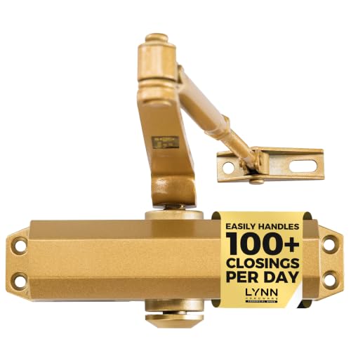 LYNN HARDWARE Light Duty Automatic Door Closer - Durable Cast Aluminum - color: Painted Brass