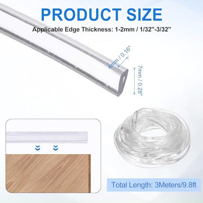 uxcell Clear Edge Trim 9.8Ft U Channel Edges Guards Fits 1/32"-3/32" - size: 9.8Ft x 3/16" x 9/32", Fits 1/32"-3/32"