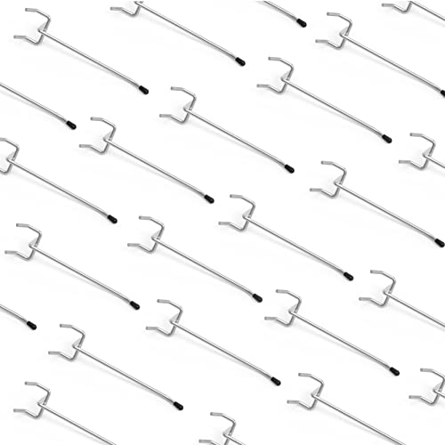 HUHOLE 50 Pack 4 Inch Silver Pegboard Hooks with Rubber Tips - color: Silver, size: 4 Inch