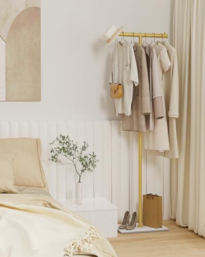 OUTBROS Freestanding Coat Rack, 68.9" High Small Clothes Rack, Gold - color: Gold