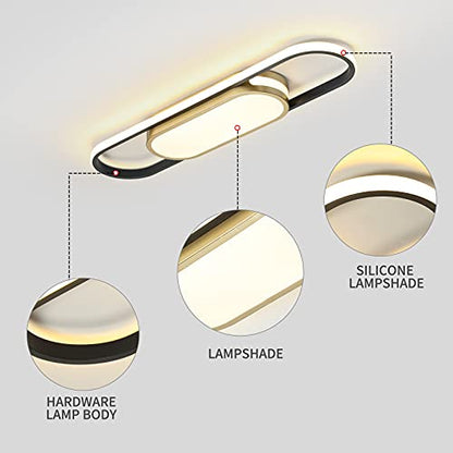 Tioolo Modern LED Flush Mount Ceiling Light, Dimmable with Remote, 27.5in - color: Black+Gold/40W