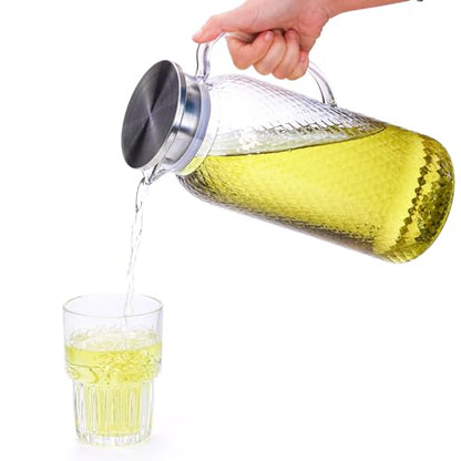 Nicunom 2 Pack Plastic Pitcher 68 Oz, Clear Pitcher with Lid, Water Jug for Fridge, BPA-Free, Ice Tea Pitchers for Juice, Sangria, Lemonade, Milk, Coffee, Cold or Hot Beverages