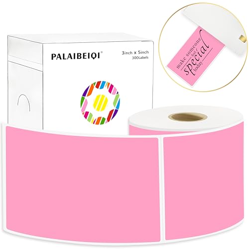 3x5 Inch Thermal Labels,Rectangle Sticker,300PCS Water & Oil Proof Shipping Labels with Strong Adhesive,Compatible with Zebra & Rollo,for Moving Boxes,Small Business & Inventory,Pink - color: Pink