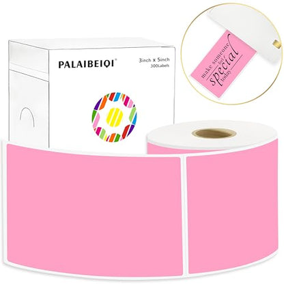 3x5 Inch Thermal Labels,Rectangle Sticker,300PCS Water & Oil Proof Shipping Labels with Strong Adhesive,Compatible with Zebra & Rollo,for Moving Boxes,Small Business & Inventory,Pink - color: Pink