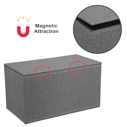 Sumnacon Tissue Box Cover Rectangle Linen Tissue Box Holder,Magnetic Bottom - color: Grey, size: Large