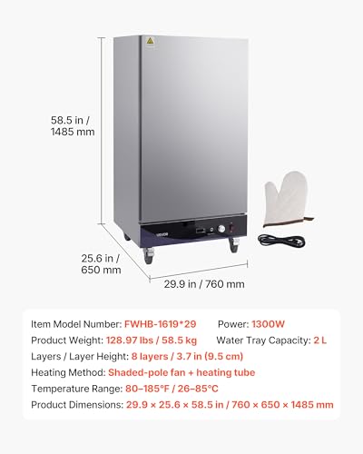 VEVOR Commercial Electric Food Warmer 8 Tier Stainless Steel Single-Door - size: 8 Tier