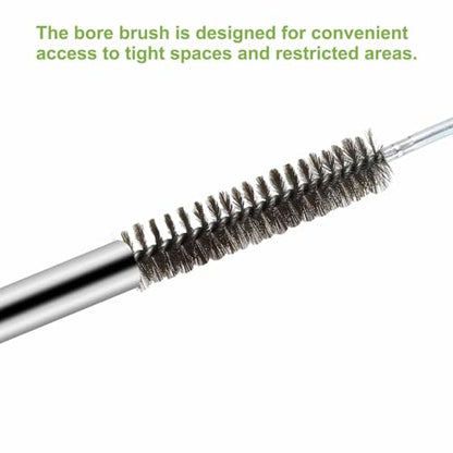 HARFINGTON 2pcs Wire Bore Brush 8 x 1-1/4" 5/16 Inch Shank Stainless Steel Bristles Cleaning Brush for Clean Car Part Tube Kitchen Garage - size: 8 x 1-1/4"