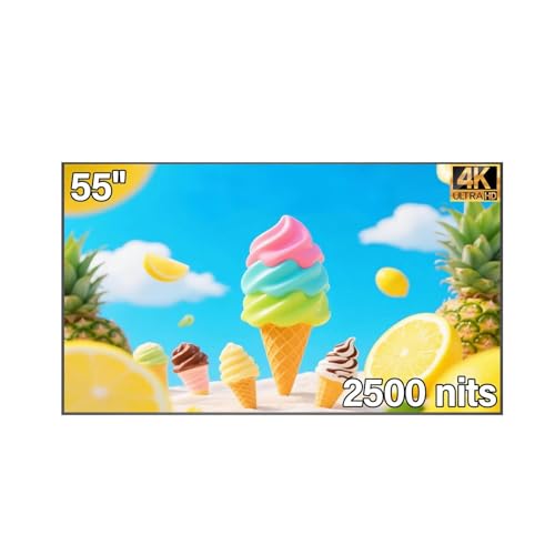 55inch 4K Digital Signage Display, 2500nits High Brightness, LCD Monitor Slim Fit Frameless Advertising Display, Wall Mount Digital Display, CMS Remote Publishing, 7/24 Timer Switch, Built-in Speaker - size: 55"+2500nits