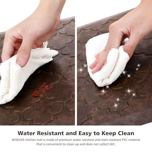 WISELIFE Kitchen Mat, Cushioned Anti Fatigue Floor Mat, 17.3"x28" Brown - color: Brown, size: 1'5" x 2'4" (Rectangular)