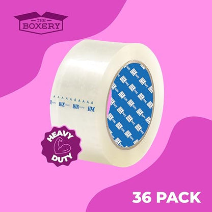 The Boxery 2" x 110 Yards Clear Packing Tape – 36 Roll Carton – Strong Industrial Grade Adhesive for Shipping, Moving & Packaging – Heavy Duty 2.2 Mil Box Sealing Tape - color: Clear, size: 2"x110 yds - 2.2 mil.