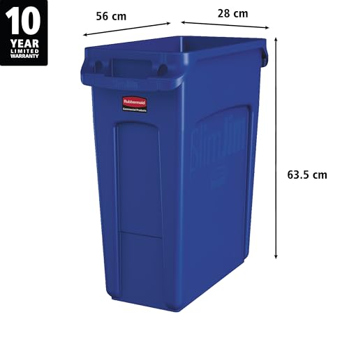 Rubbermaid Commercial Products Slim Jim Trash Can, Blue, 16-Gallon - color: Blue, size: 16 Gal