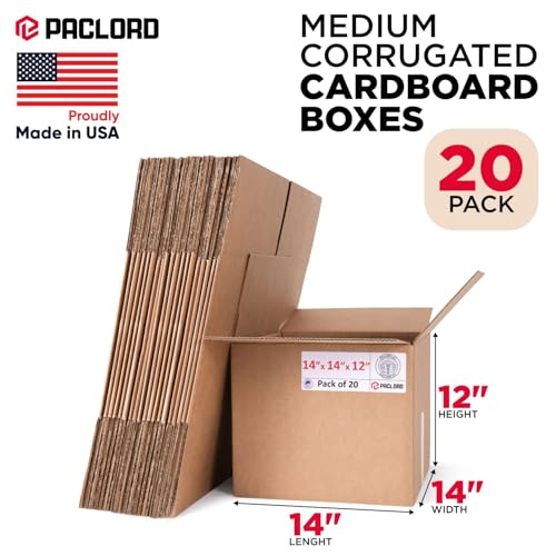 Medium Moving Cardboard Boxes 14"L x 14"W x 12"H (Pack of 20) - USA-Made Packing Boxes for Moving, Shipping, or Storage - USPS, UPS, FedEx Approved - Professional Packing Supplies - color: Pack of 20, size: Medium 14x14x12"
